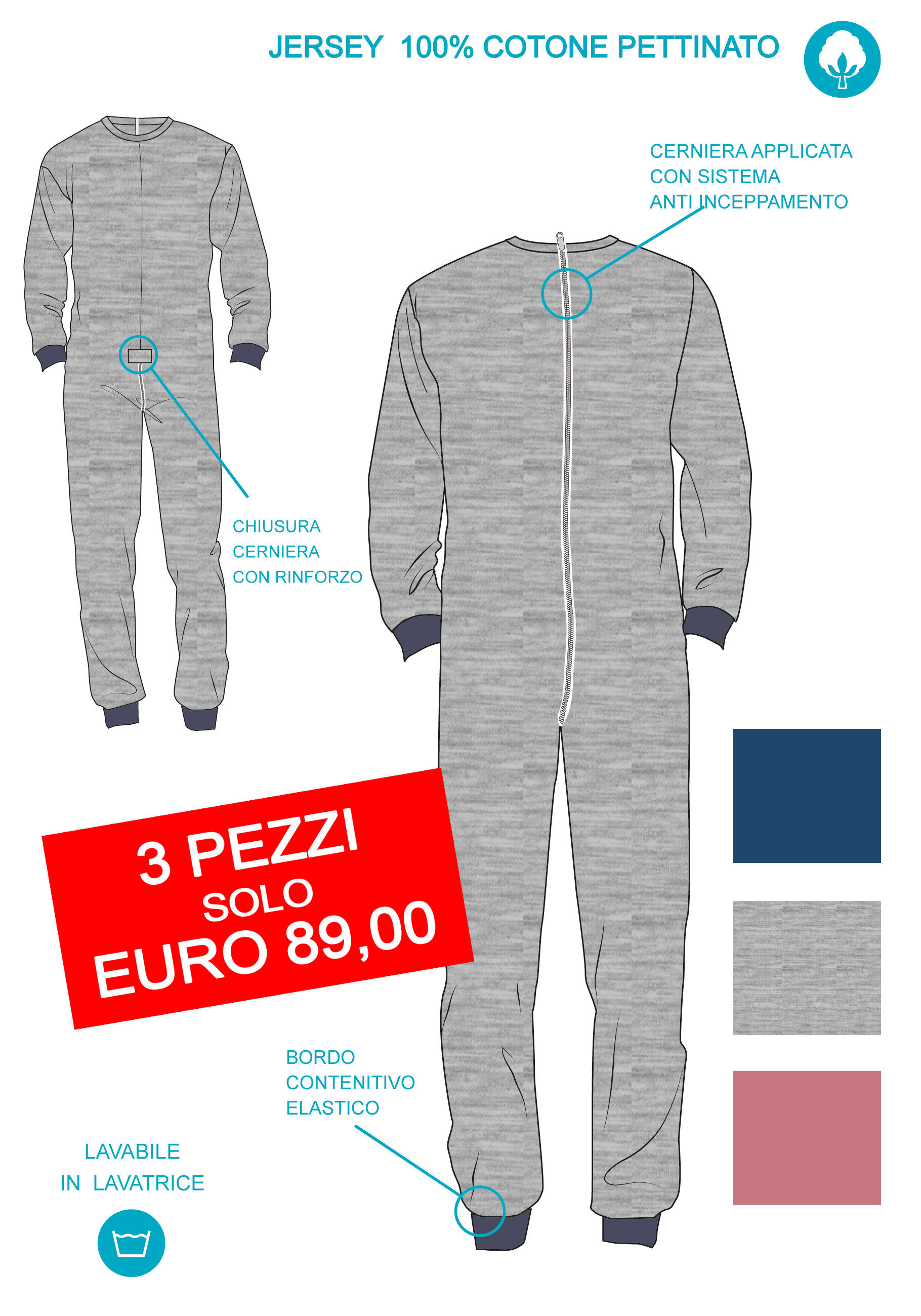 BipBip Tutone sanitario donna con cerniera